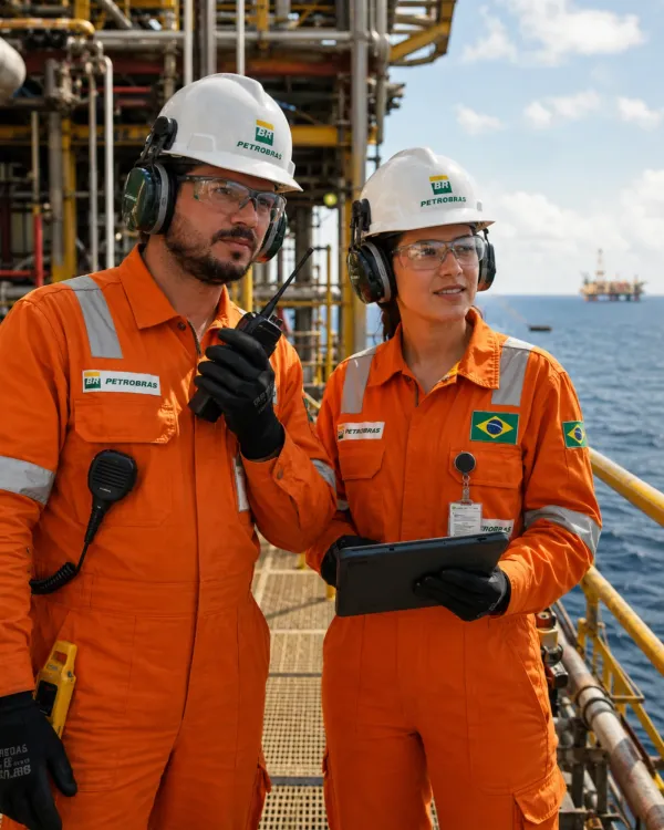 Engenheiros em operação offshore